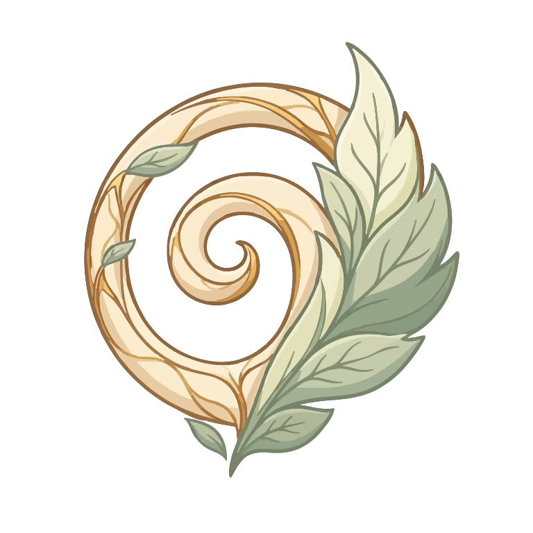 Logo de Diamos: una espiral dorada que crece entre hojas de salvia